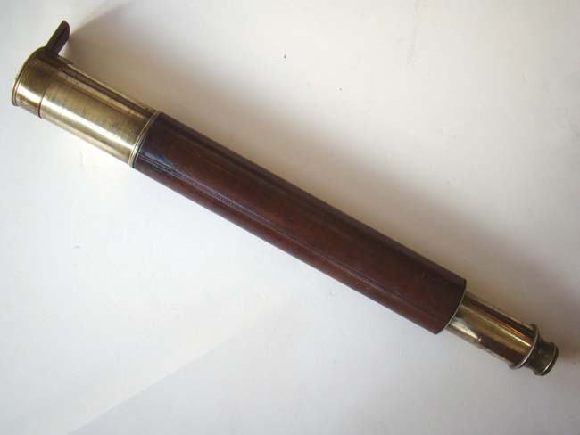 A fine large single draw Antique Telescope signed "J.P. Cutts & Sons, Opticians to Her Majesty, Sheffield," circa 1851.